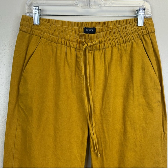 J. Crew Linen Cotton mustard yellow pants women’s 6 Natural Casual Boho Pockets - Picture 3 of 12